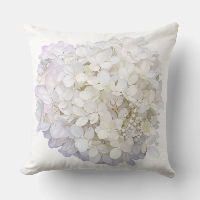 Almofada Hydrangea - Blush branco e roxo - Travesseiro deco (Frente)
