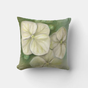 Almofada Hydrangea Pastel branco de creme macio floral