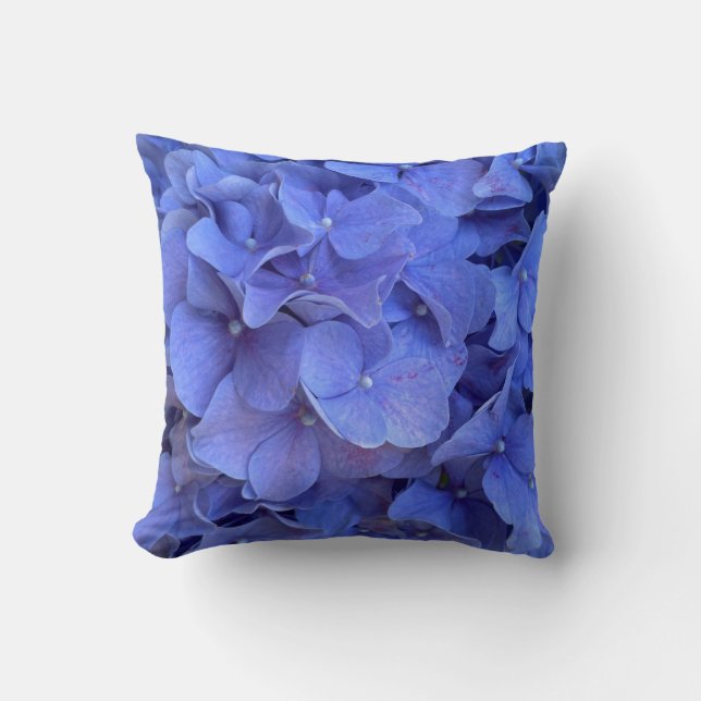 Almofada Hydrangeas florais elegantes de periguito azul (Frente)
