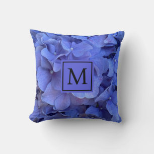 Almofada Hydrangeas florais elegantes de periguito azul