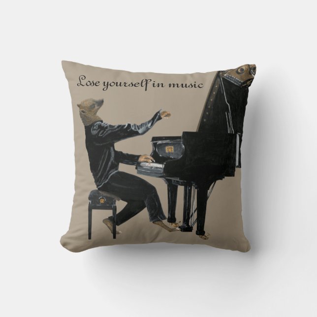 Almofada Hyena Piano Music Pianist Fantasy Art Travesseiro  (Frente)