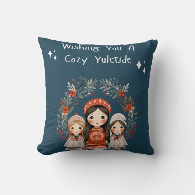 Almofada Hygge Christmas Madre e Filhas Wreath (Frente)