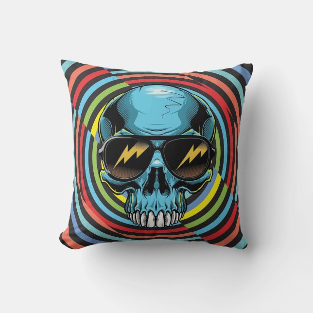 Almofada Hypno Colorful Skull With Glasses (Frente)