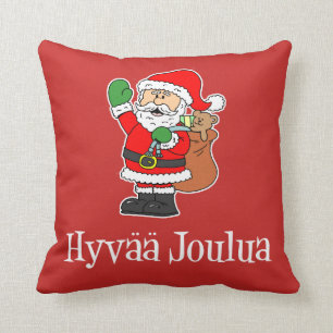 Almofada Hyvaa Joulua Papai noel de Natal da Finlândia