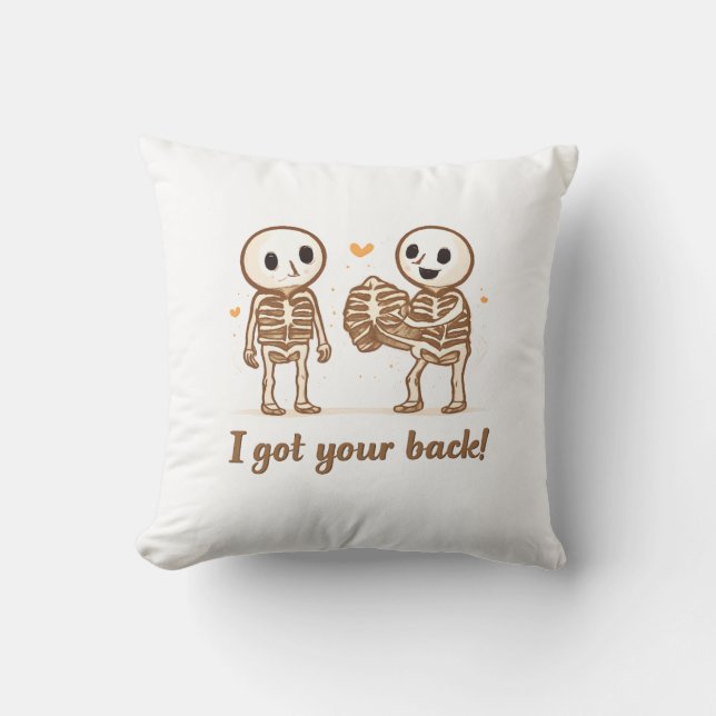 Almofada I Got Your Back Cute Skeleton Halloween Quote (Frente)