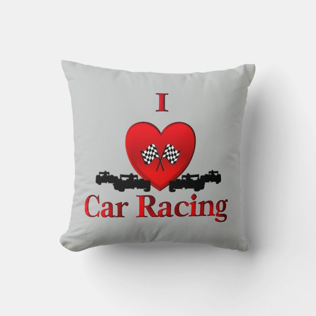 Almofada I Heart Car Racing Cinza (Frente)