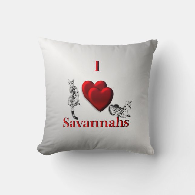 Almofada I Heart Savannah Cat Silver (Frente)