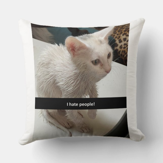 Almofada I Love Cats Pillow. I Hate People Cat Pillow. (Verso)