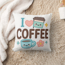 Almofada I Love Coffee Cute Kawaii Sticker – Adorable Coffe