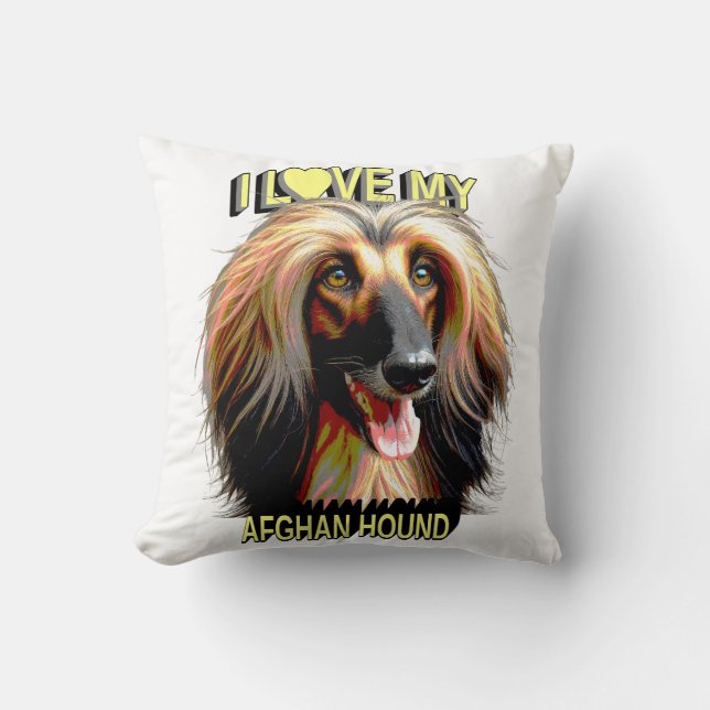 Almofada I Love My Afghan Hound – Elegant Dog Lover Design (Frente)