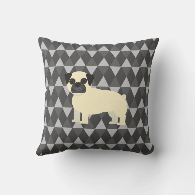 Almofada I love my Pug, Gray diamonds pattern (Verso)
