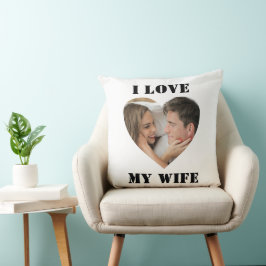 Almofada I Love My Wife Heart Custom Personalized Photo