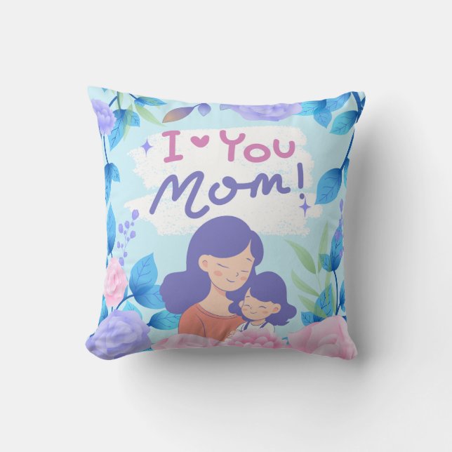 Almofada I Love U Mom Heartfelt Message Throw Pillow (Frente)