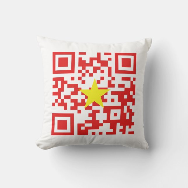 Almofada I Love Vietnam (Tôi Yêu Viet Nam) Flag QR Code (Frente)