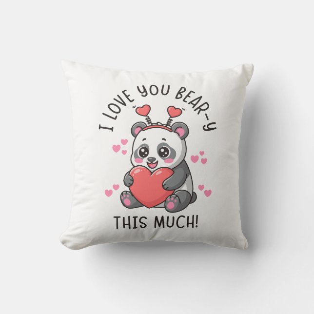 Almofada I Love You Bear-y This Much - Cute Panda Valentine (Frente)