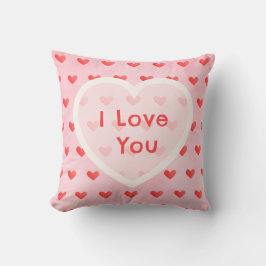 Almofada I Love You Cute Watercolor Pink Heart Valentine