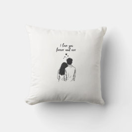 Almofada I Love You Forever Romantic Line Art Pillow
