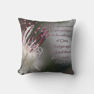 Almofada I Peter 4:13 Inspirational Floral