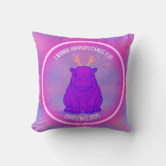 Almofada I Wanna Hippo For Christmas-Purple-Customizable-
