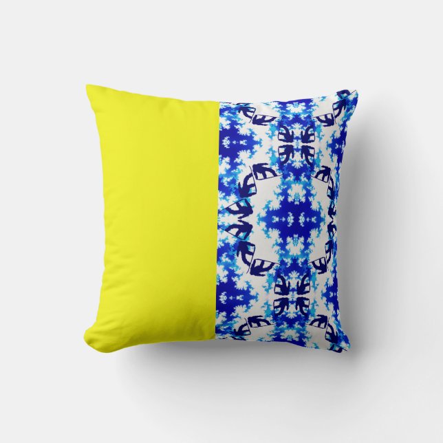 Almofada Ice Blue Snowboarder Sky Amarelo Esporte de Neve (Frente)