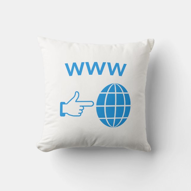 Almofada Ícone de Globo da WWW World Wide Web com Ponteiro  (Frente)