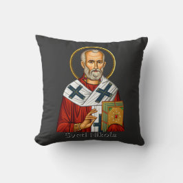 Almofada ícone de letra sérvia do santo Nicholas ortodox