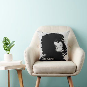Almofada Ícone de Retrato de Mulher Deusa Goth Arte de Moda
