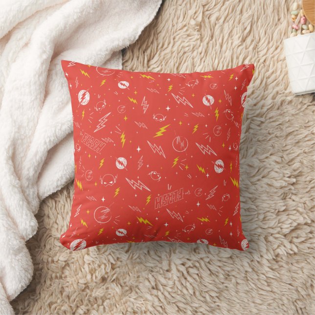Almofada Ícone do Flash com Relâmpago e Padrão de Desenhos (Cobertor)