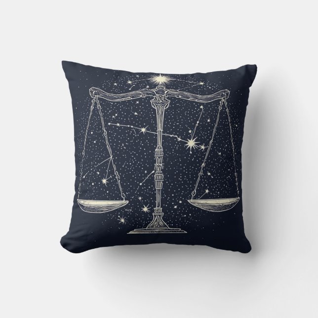 Almofada Ícone do Signo Zodiacal de Libra com Escalas Equil (Frente)