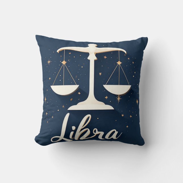 Almofada Ícone do Signo Zodíaco de Libra com Escalas Equili (Frente)