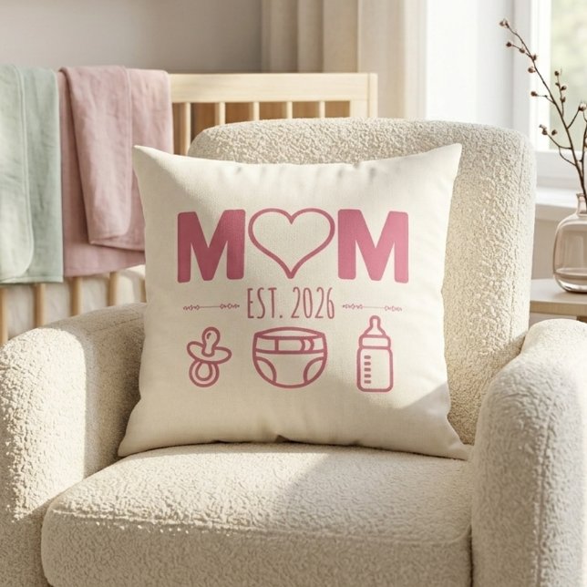 Almofada Ícones de Bebê de Ano Novo de Mãe Rosa Suave Desig (Criador carregado)