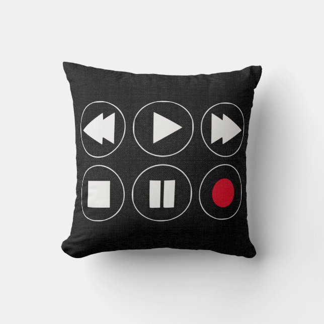 Almofada Ícones de tecnologia preta retroceder reproduzir r (Frente)
