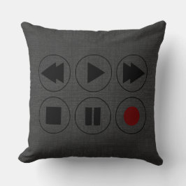 Almofada Ícones técnicos pretos da cinza Rewind Play Fast F