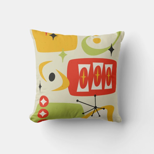 Almofada Idade Atômica, Abstrato Meio século 19 Vermelho, A (Frente)