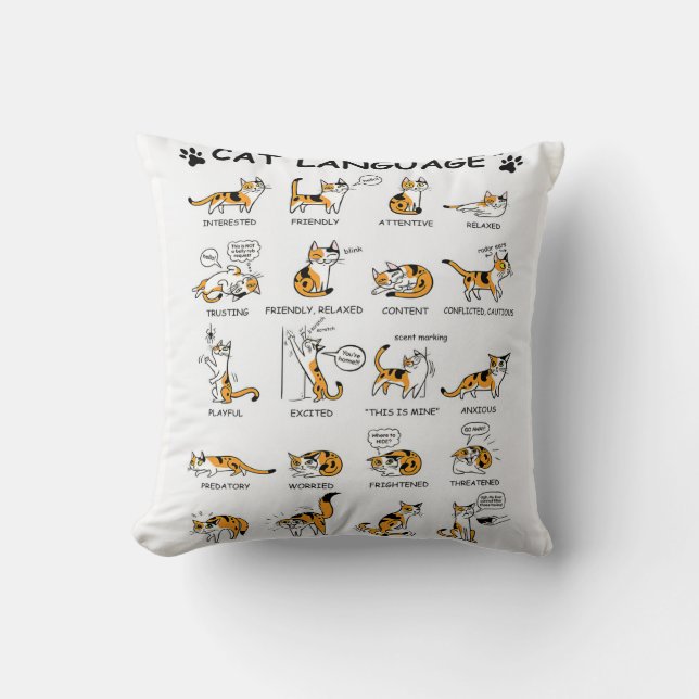 Almofada Idioma de Gato, Gatinho Gato Engraçado, Ideia de G (Frente)