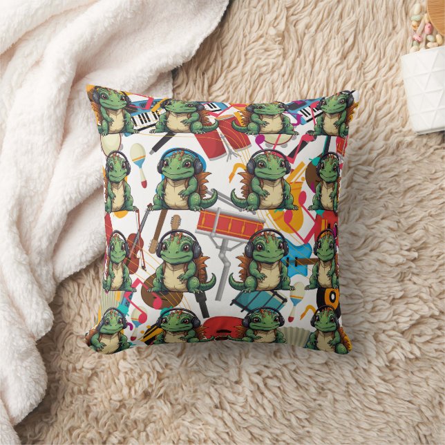 Almofada Iguana ouvindo música (Cobertor)