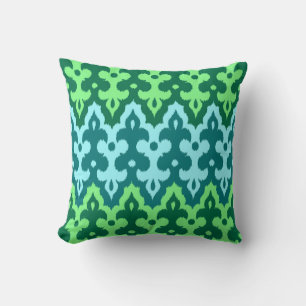 Almofada Ikat Damask, Turquoise e Jade Green marroquinos