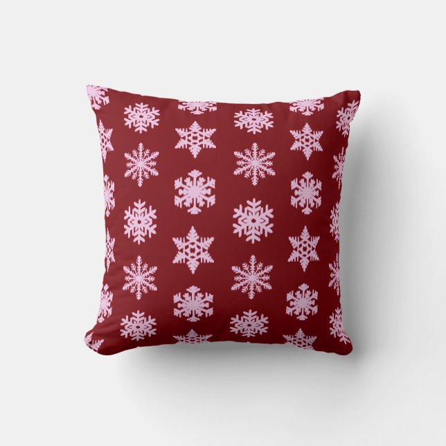 Almofada Ikat Snowflake - Burgundy Wine e Pink (Frente)