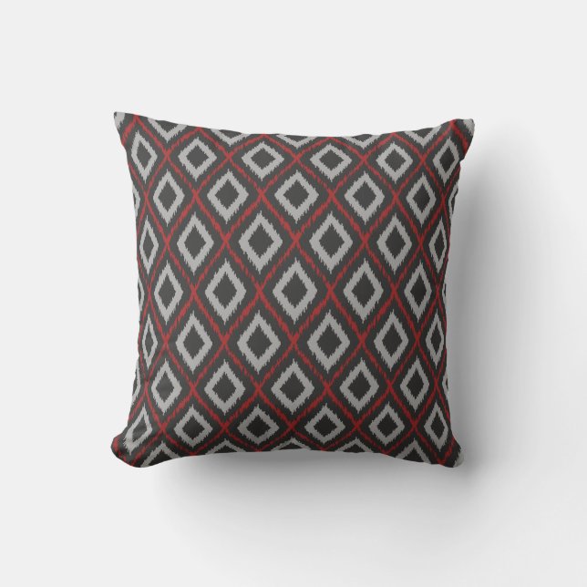 Almofada Ikat tribal vermelho (Frente)