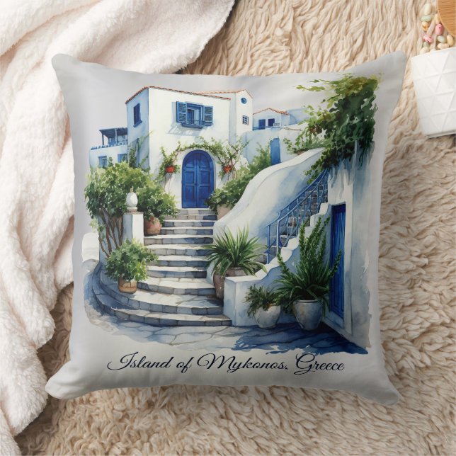 Almofada Ilha de Mykonos, Travesseiro decorativo Grécia (Cobertor)