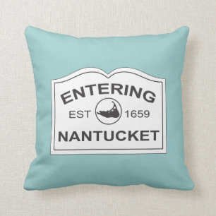 Almofada Ilha de Nantucket, Est 1659 com o mapa na cerceta