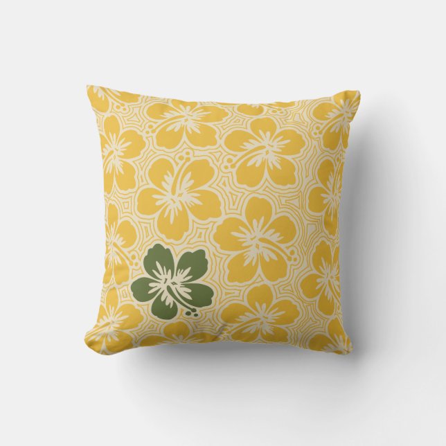 Almofada Ilha Hibiscus Travesseiro Reversible Square Havaia (Frente)
