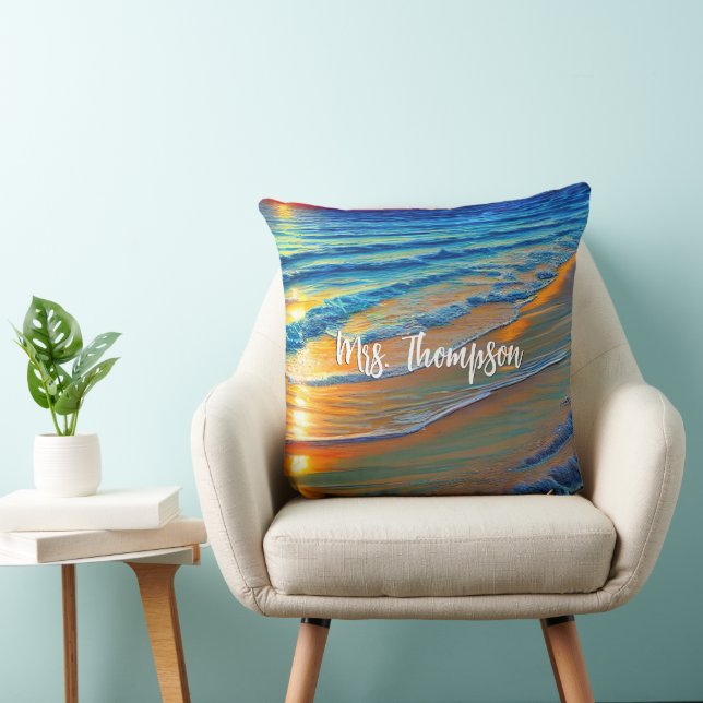 Almofada Ilha Sunset com Nome Personalizado (Cadeira)