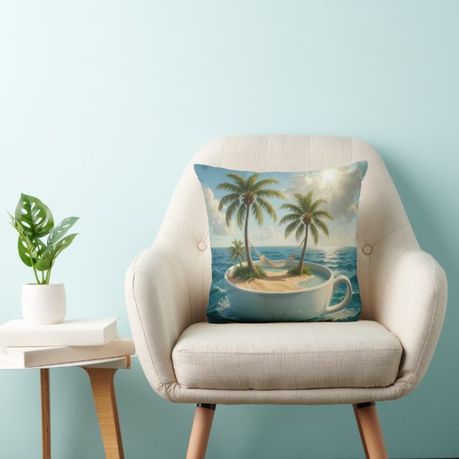 Almofada Ilha Tropical Com Rede de Descanso numa Xícara (Cadeira)