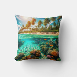 Almofada Ilha Tropical Praia Subaquática Oceano Peixes