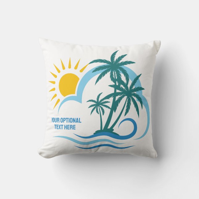 Almofada Ilhas Tropicais de Nome e Texto Personalizado (Frente)