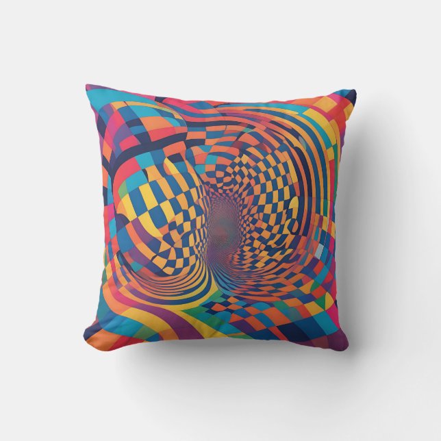 Almofada Ilusão minimalista: padrão de quadro de verificaçã (Frente)