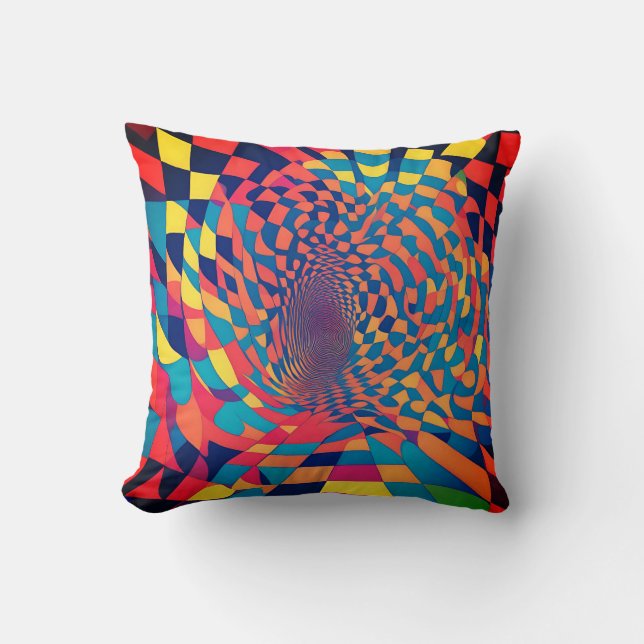 Almofada Ilusão minimalista: padrão de quadro de verificaçã (Frente)