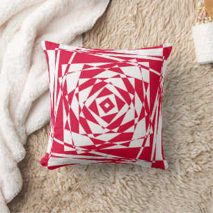 Almofada Ilusões de abstrato vermelho-branco