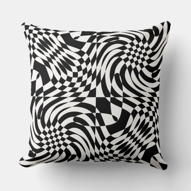 Almofada Ilusões ópticas a preto e branco (Frente)